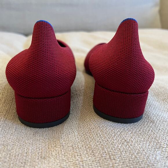 Rothy's Burgundy Pointed Toe Heels with Blue Accent - Picture 8 of 11